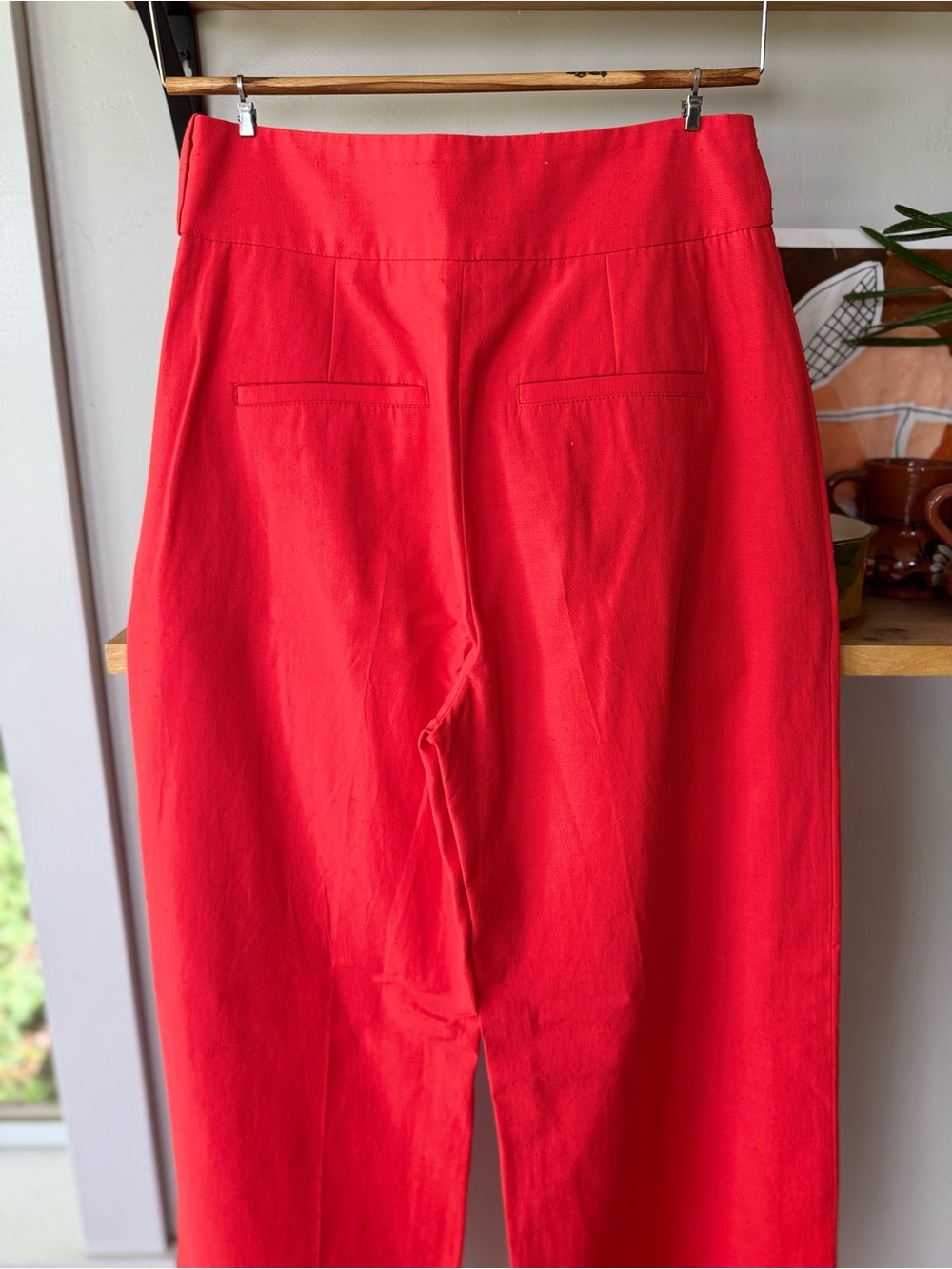 Sezane Coral Red Aldo Trouser Cotton Blend High Waist Dress Pants Size 38 or 6 - Picture 7 of 16